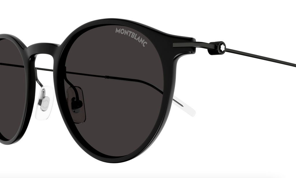 Montblanc MB0097S-009 Classic Black Round Sunglasses Minimalist Elegance