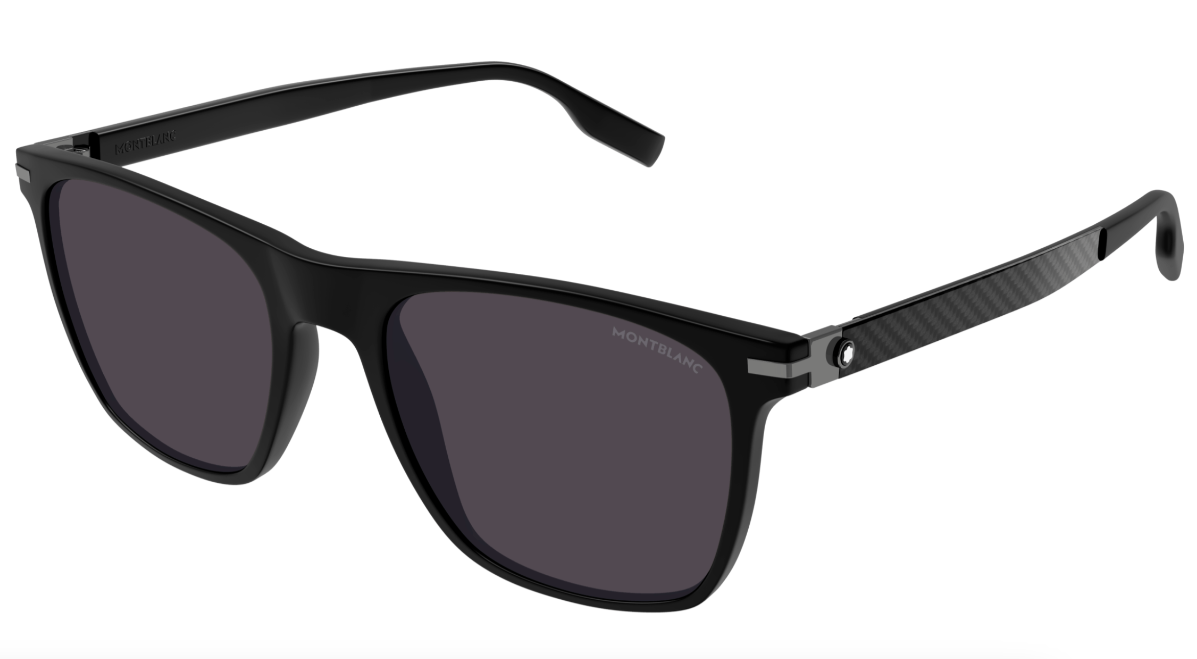 Montblanc MB0248S-001 Matte Black Square Sunglasses Modern Performance Style