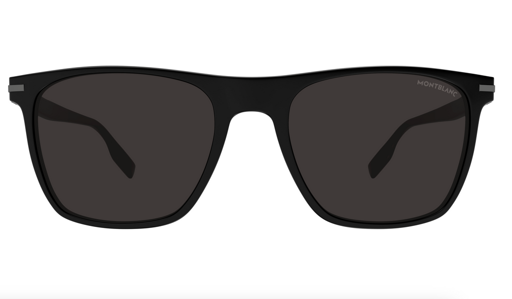 Montblanc MB0248S-001 Matte Black Square Sunglasses Modern Performance Style