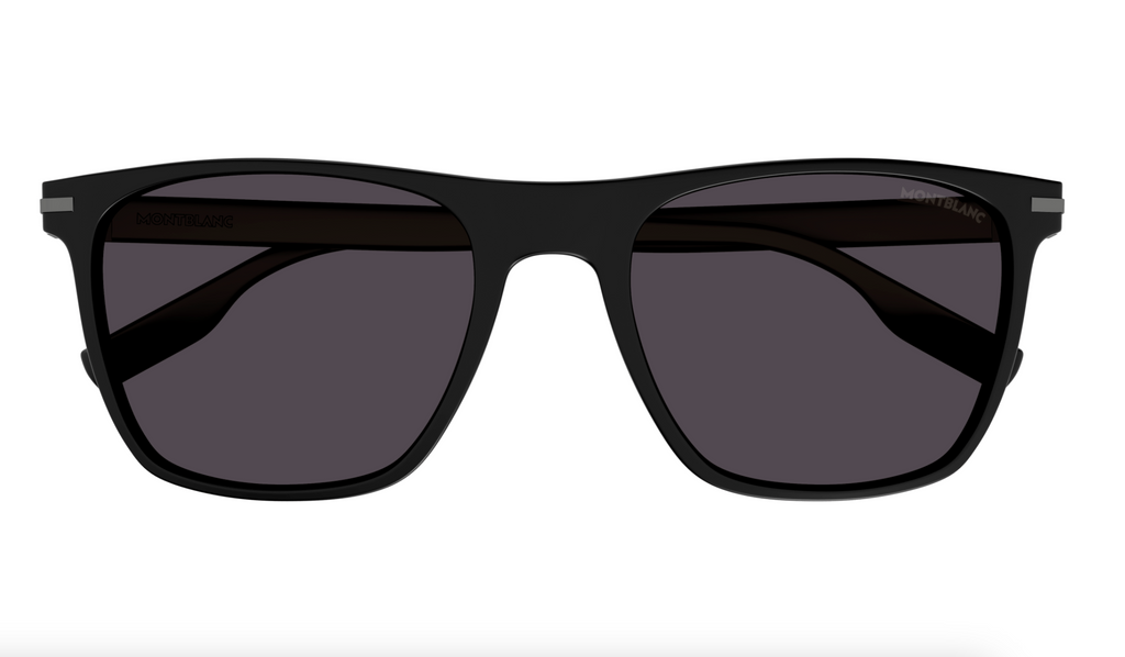 Montblanc MB0248S-001 Matte Black Square Sunglasses Modern Performance Style
