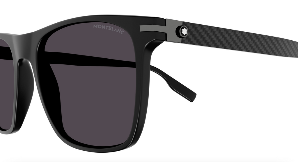 Montblanc MB0248S-001 Matte Black Square Sunglasses Modern Performance Style