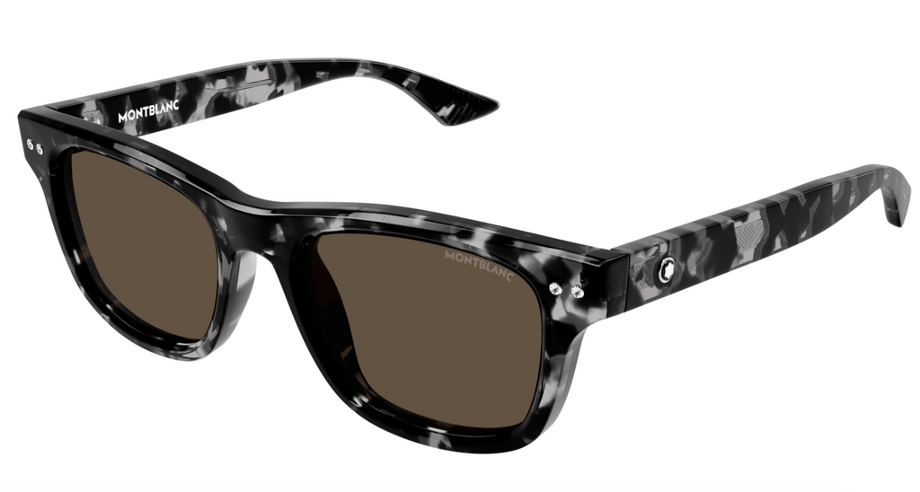Montblanc MB0254S-008 Black & White Marble Sunglasses Bold Luxury Artistry