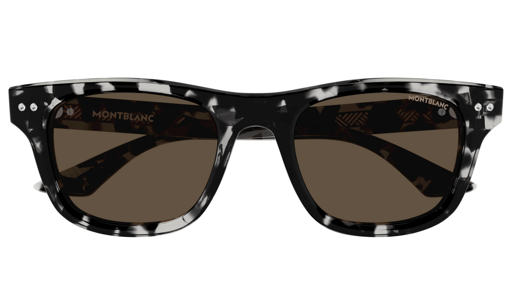 Montblanc MB0254S-008 Black & White Marble Sunglasses Bold Luxury Artistry