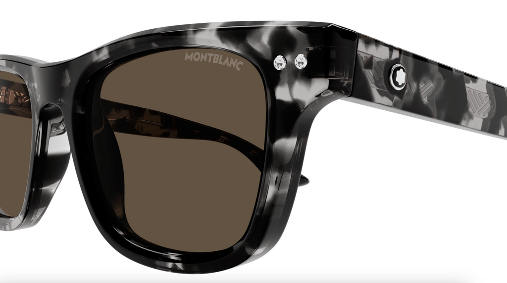 Montblanc MB0254S-008 Black & White Marble Sunglasses Bold Luxury Artistry