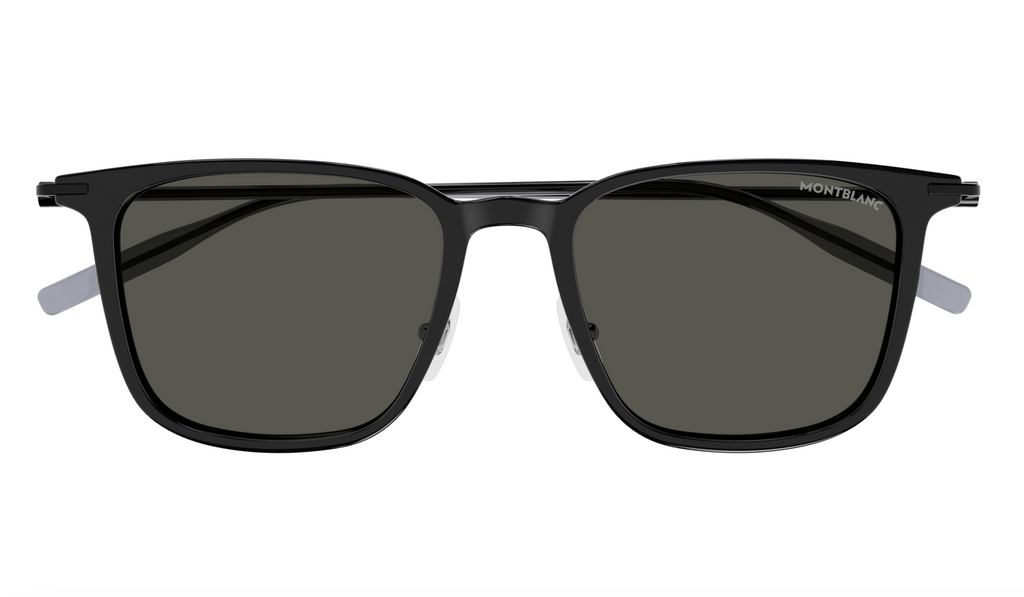 Montblanc MB0354S-001 Slim Black Sunglasses Lightweight Rectangular Style