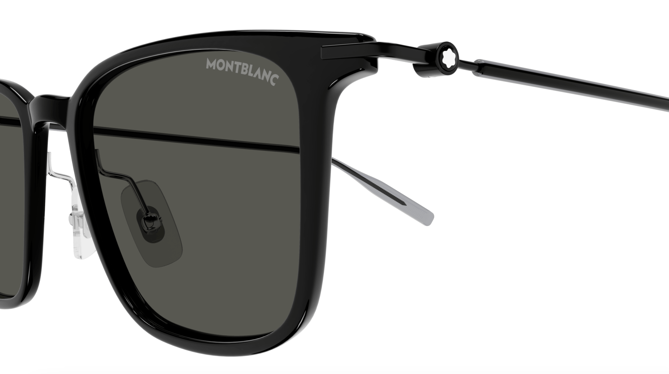 Montblanc MB0354S-001 Slim Black Sunglasses Lightweight Rectangular Style
