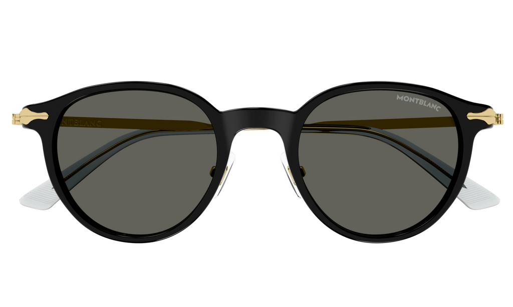 Montblanc MB0362S-001 Black & Gold Round Sunglasses Art Deco Style