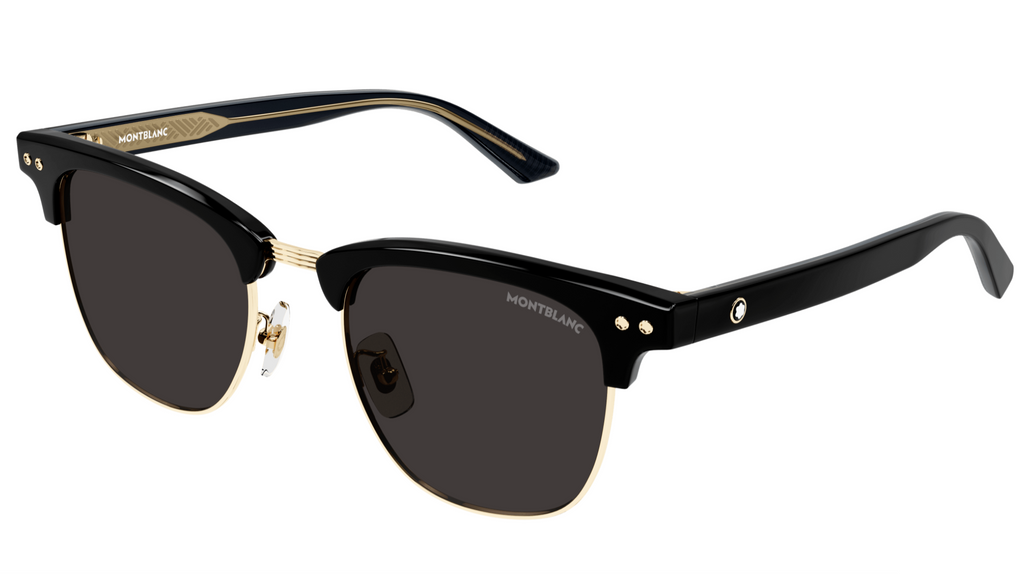 Montblanc MB0382S-001 Black squares Gold Detail Retro Look
