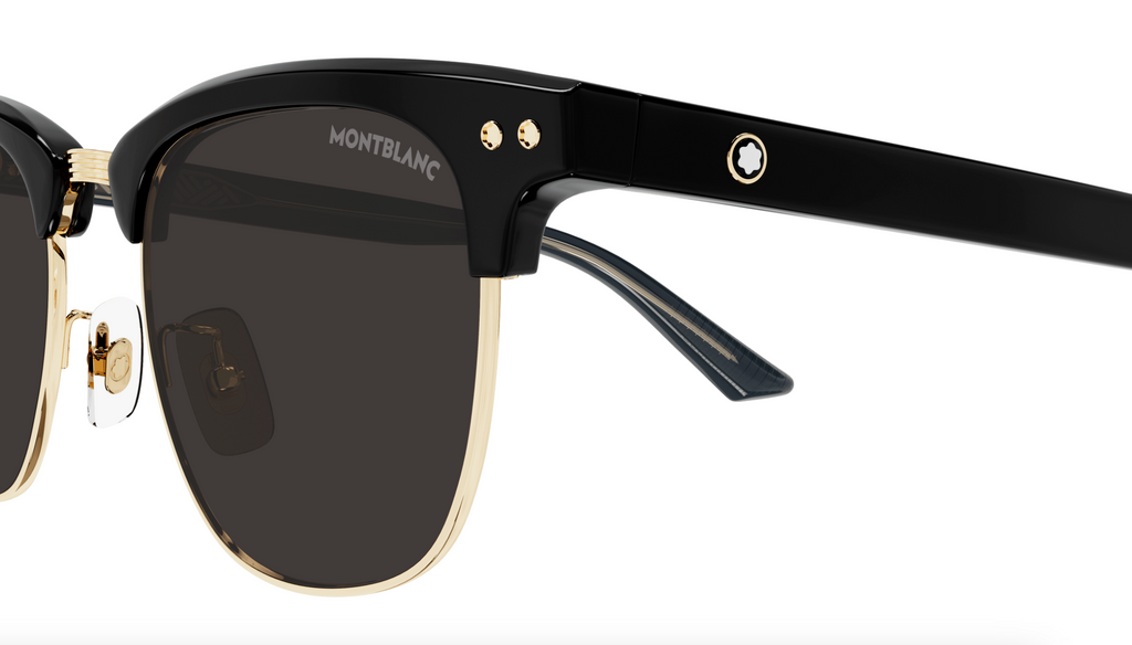 Montblanc MB0382S-001 Black squares Gold Detail Retro Look