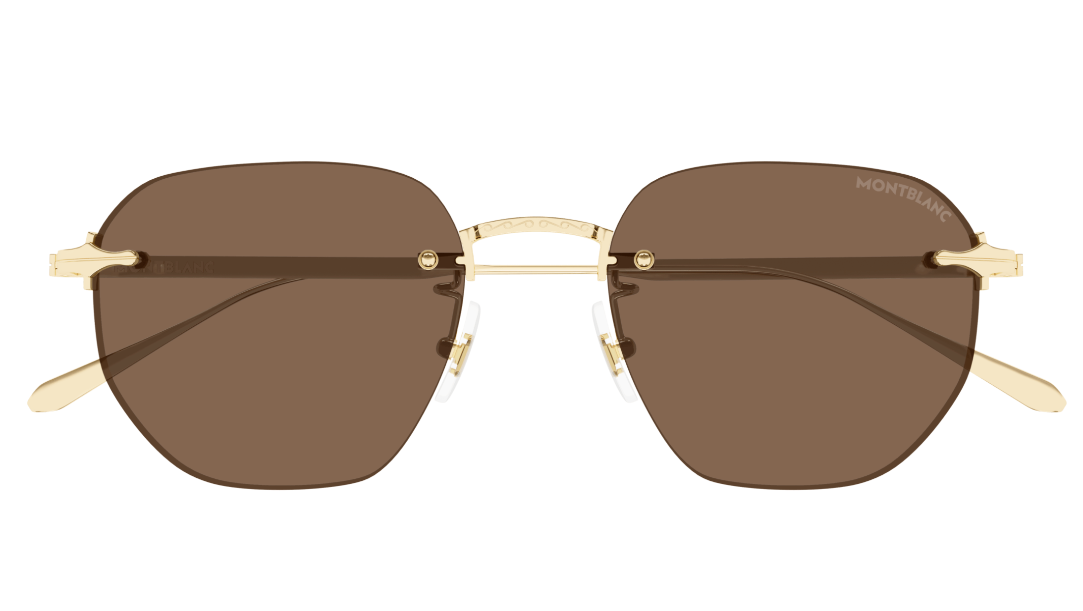 Montblanc MB0405S-002 Gold-Toned Sunglasses Warm Square-Round Lenses