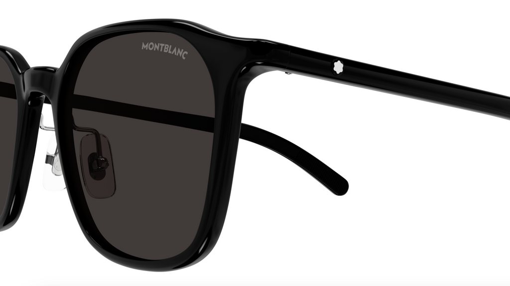Montblanc MB0420SK-001 Jet Black Sunglasses Rounded Square Frames