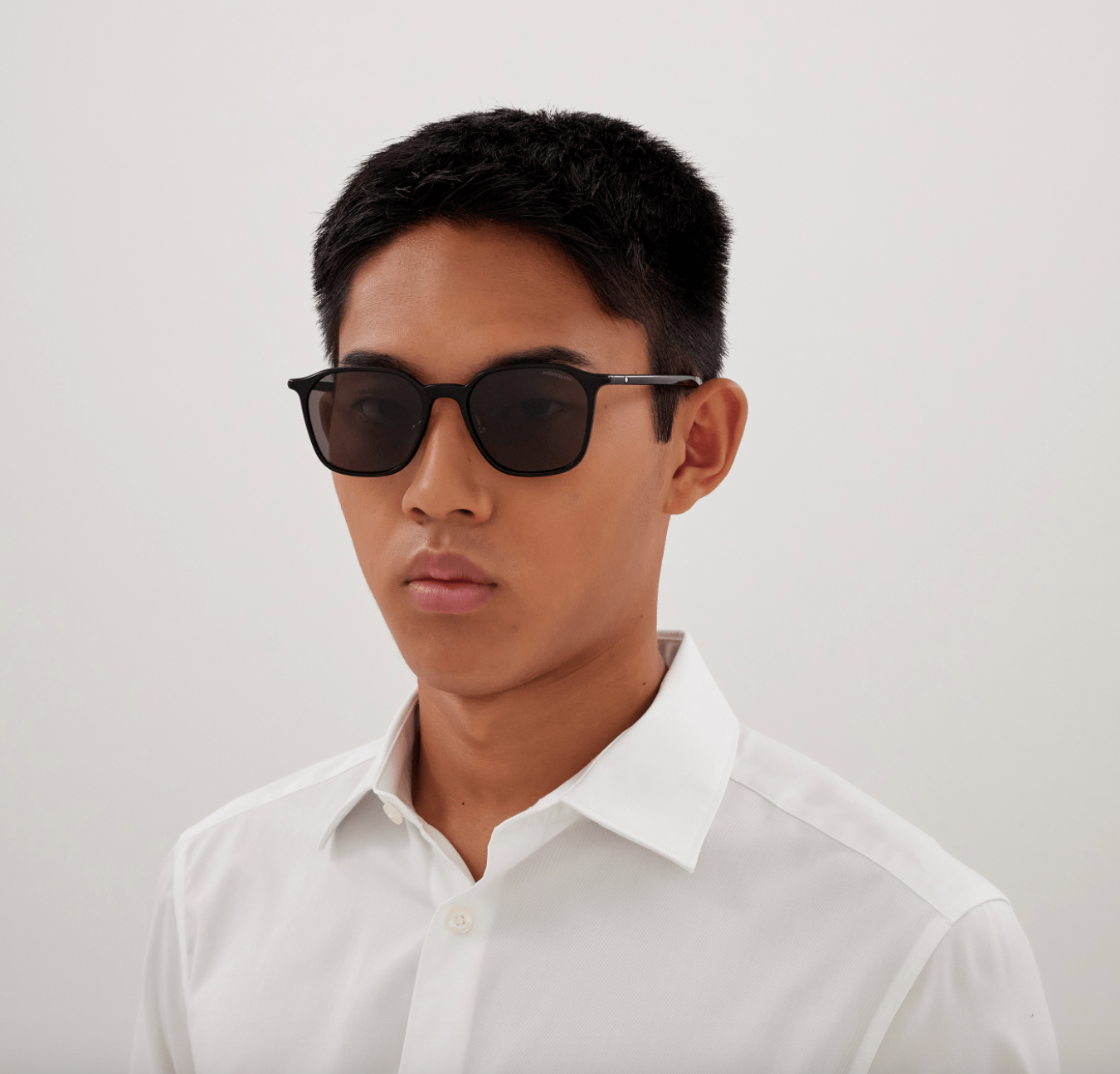 Montblanc MB0420SK-001 Jet Black Sunglasses Rounded Square Frames