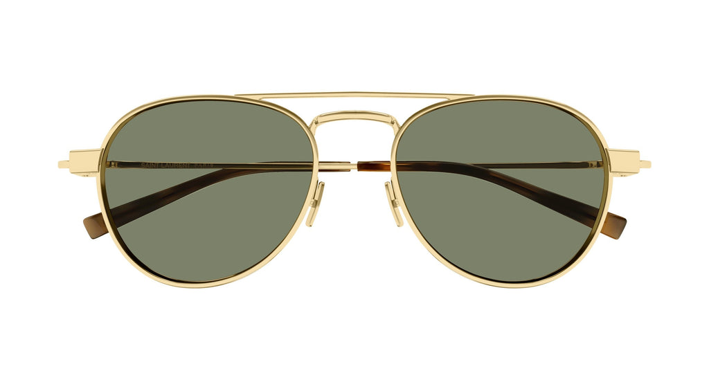 Saint Laurent SL 708 003 Mens Sunglasses Gold Metal Frame with Green Lenses