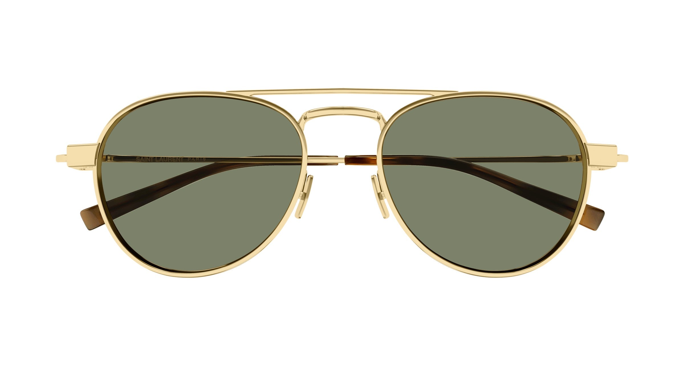Saint Laurent SL 708 003 Mens Sunglasses Gold Metal Frame with Green Lenses
