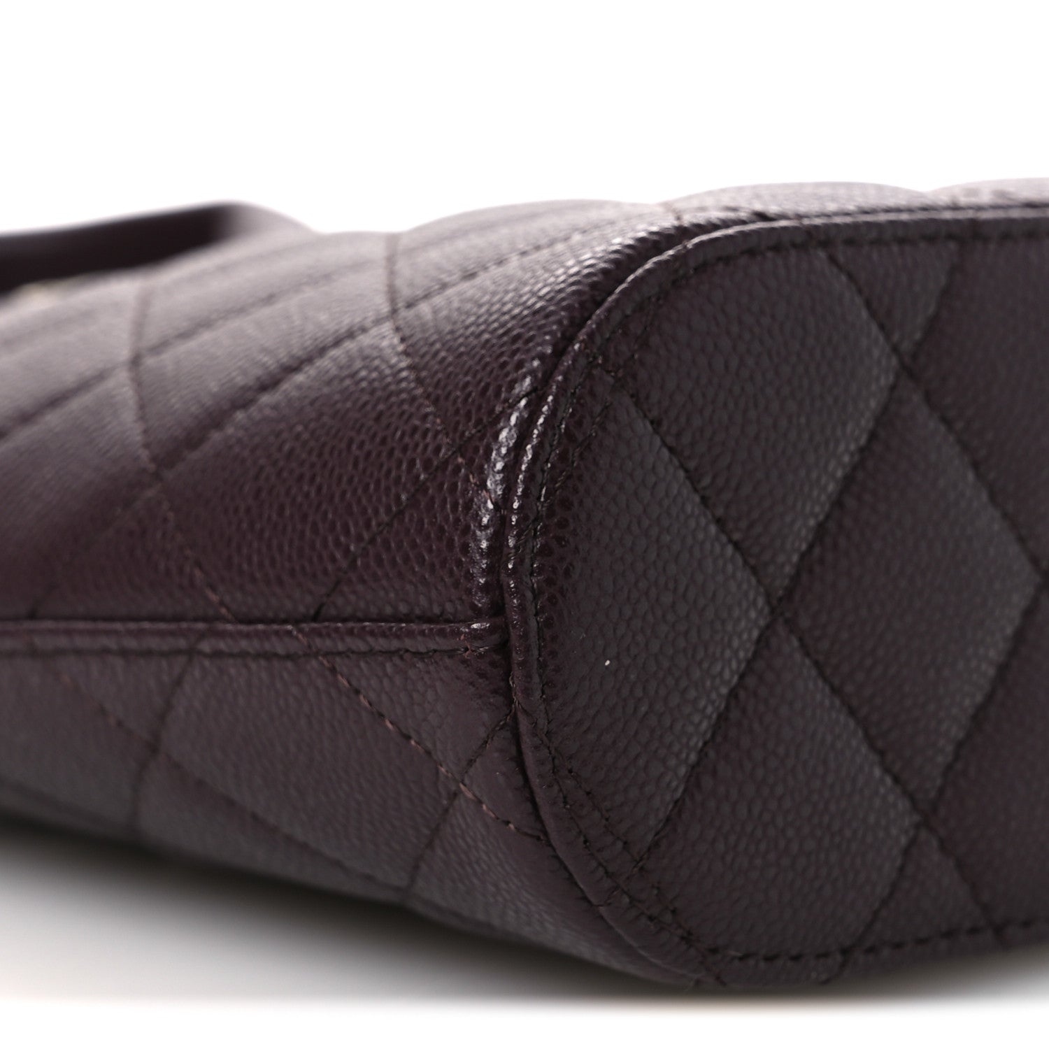 Caviar Quilted Top Handle Clutch With Chain Dark Brown