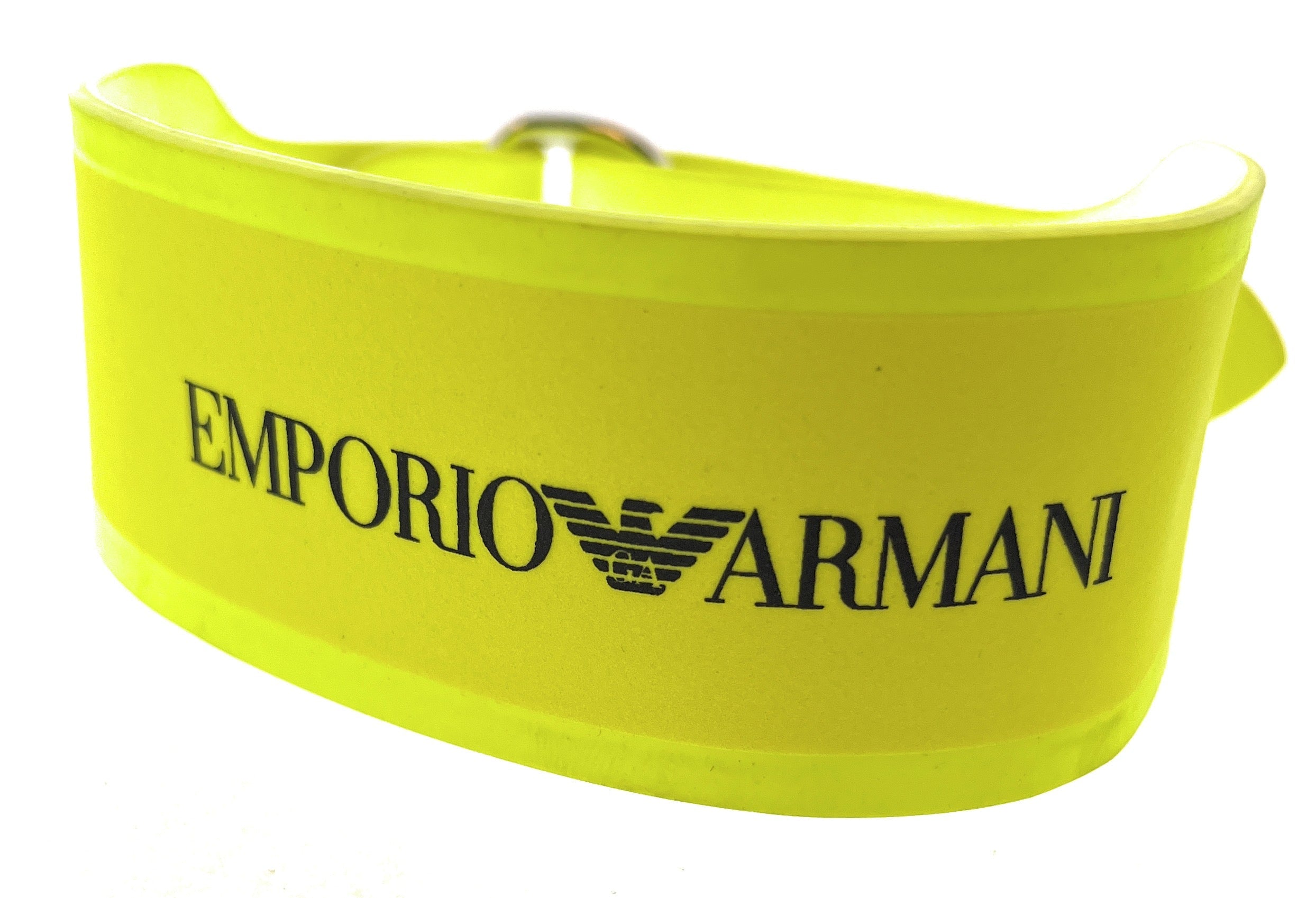 Emporio Armani Neon Yellow Rubber Fashion Ankle Strap