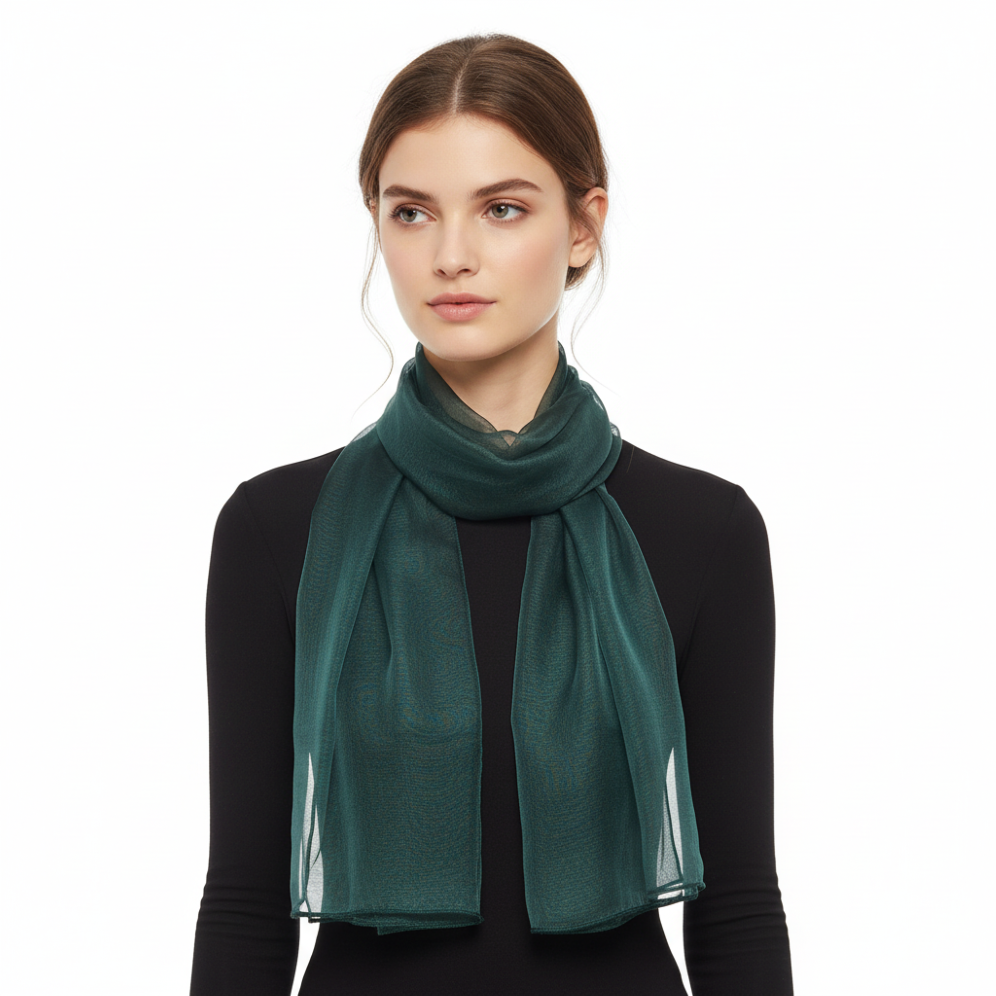 Dolce & Gabbana Forrest Green Solid Womens Silk  Scarf