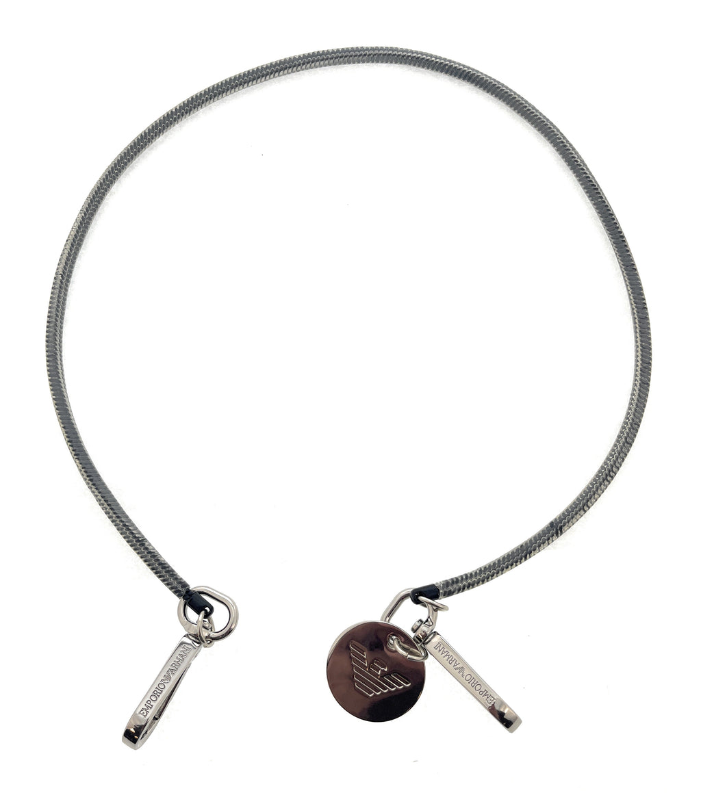 Emporio Armani Grey Rubber Cord Chain with Carabiner Clips