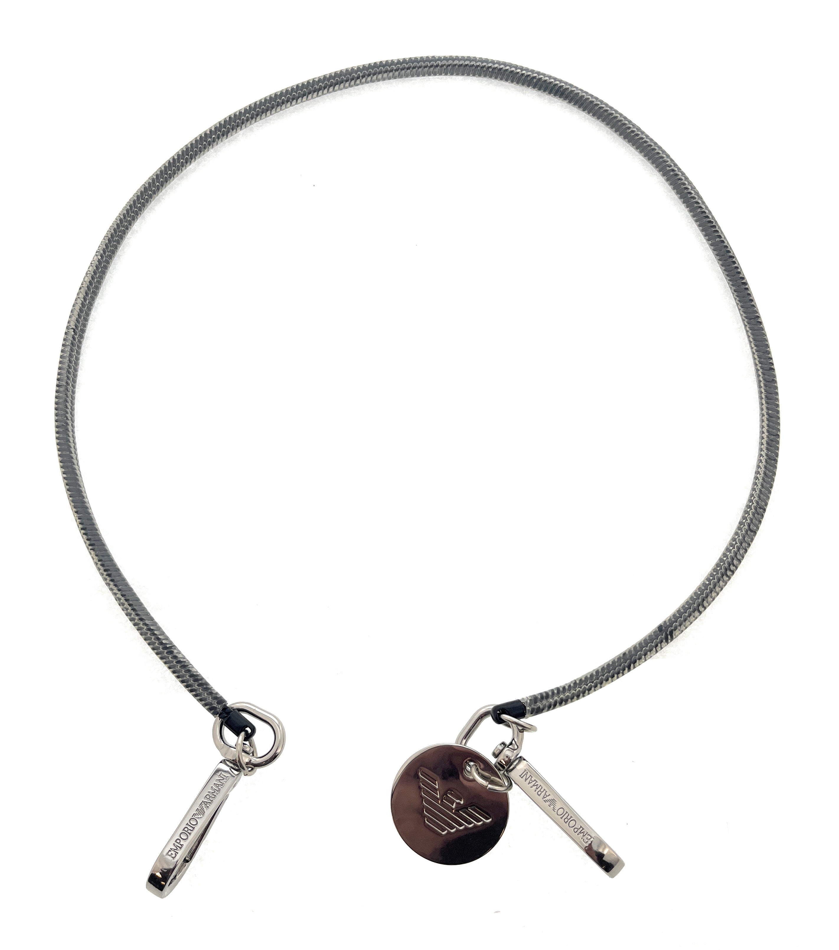 Emporio Armani Grey Rubber Cord Chain with Carabiner Clips