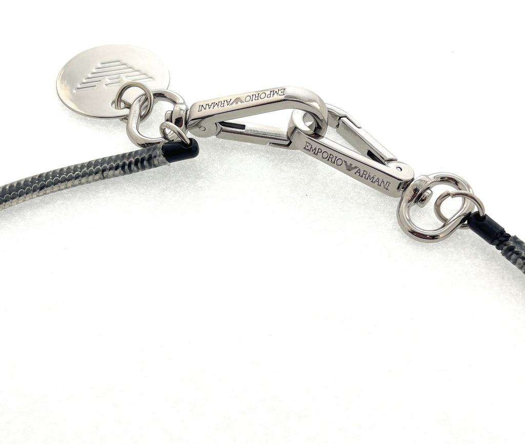 Emporio Armani Grey Rubber Cord Chain with Carabiner Clips