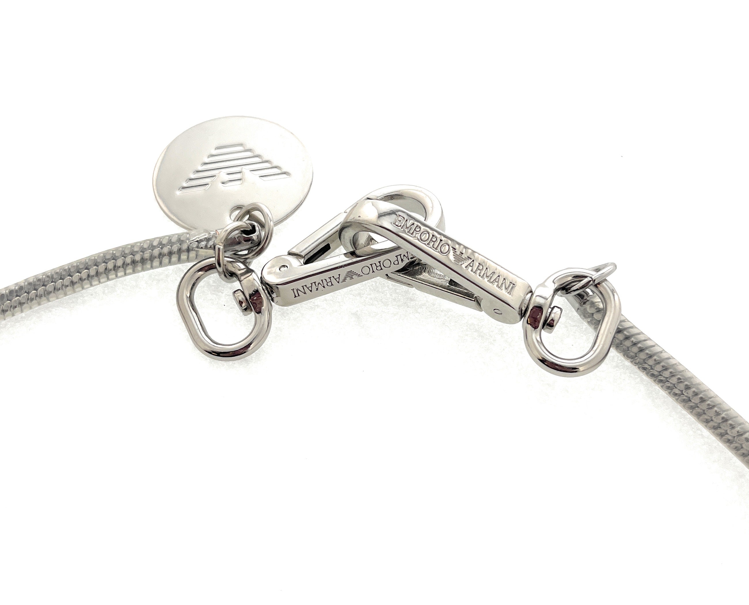 Emporio Armani Clear Rubber Cord Chain with Carabiner Clips