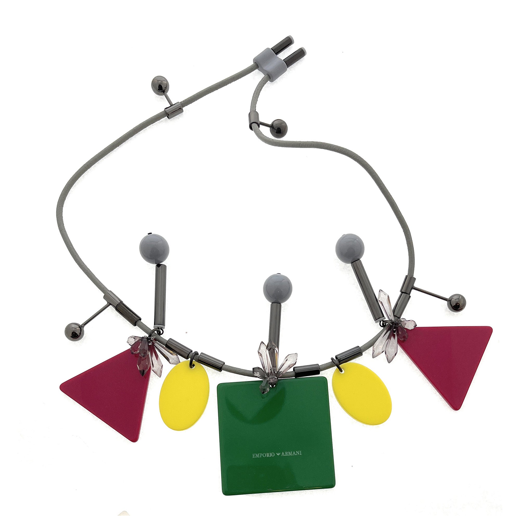 Emporio Armani Multicolor Resin  Multicolor Geometric Statement Necklace with Charms