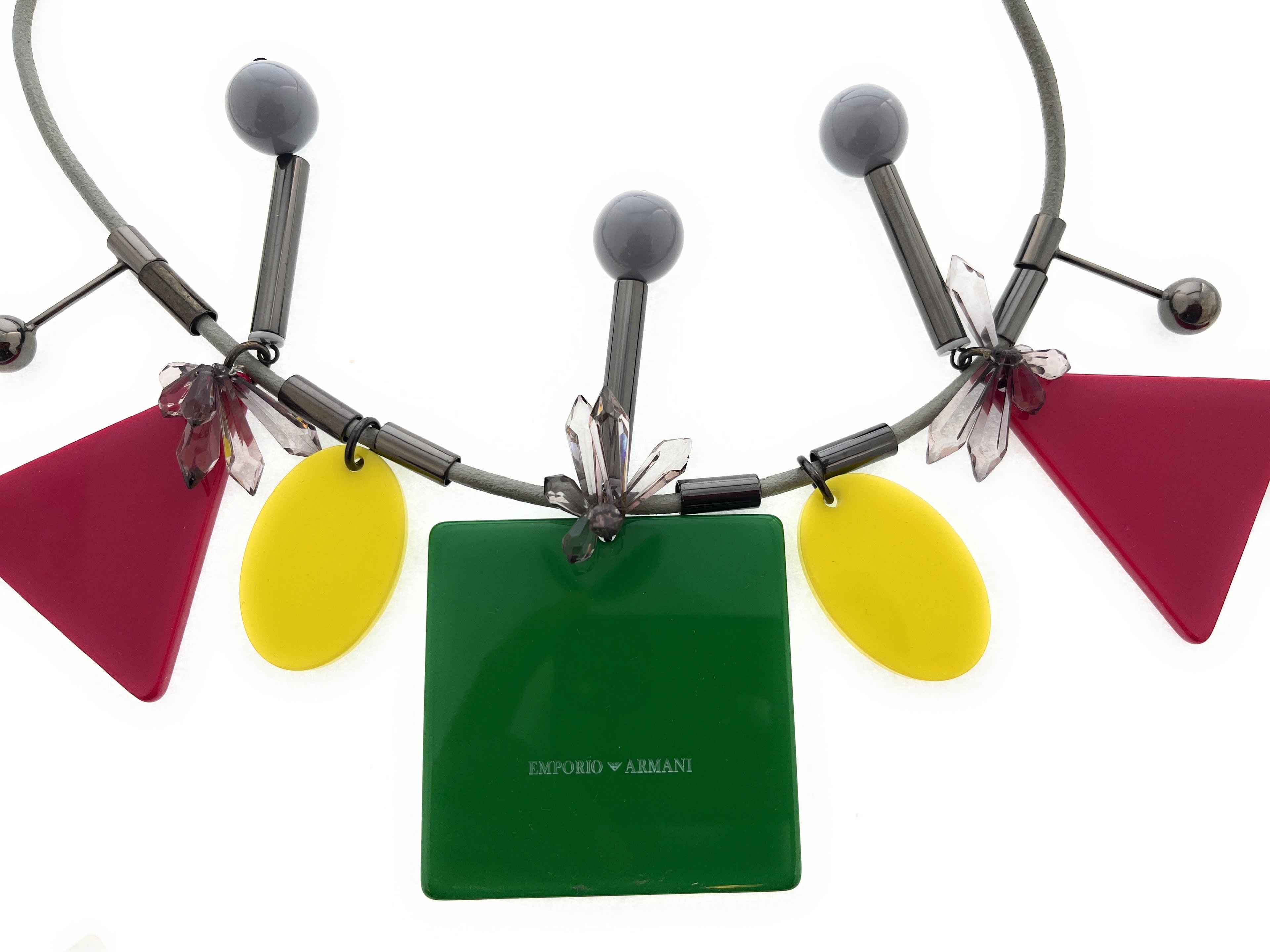 Emporio Armani Multicolor Resin  Multicolor Geometric Statement Necklace with Charms