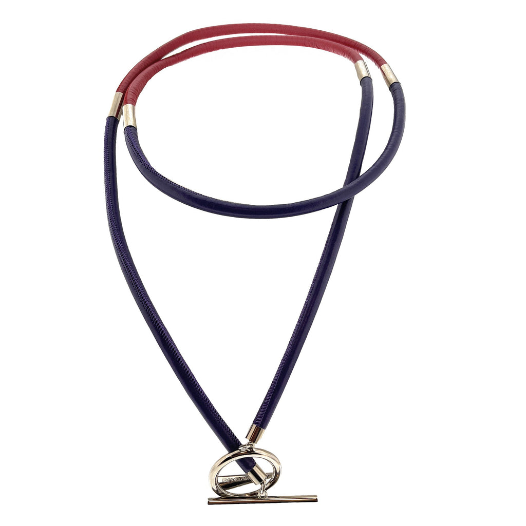 Emporio Armani Red Blue Tricolor Cord Necklace with Clasp