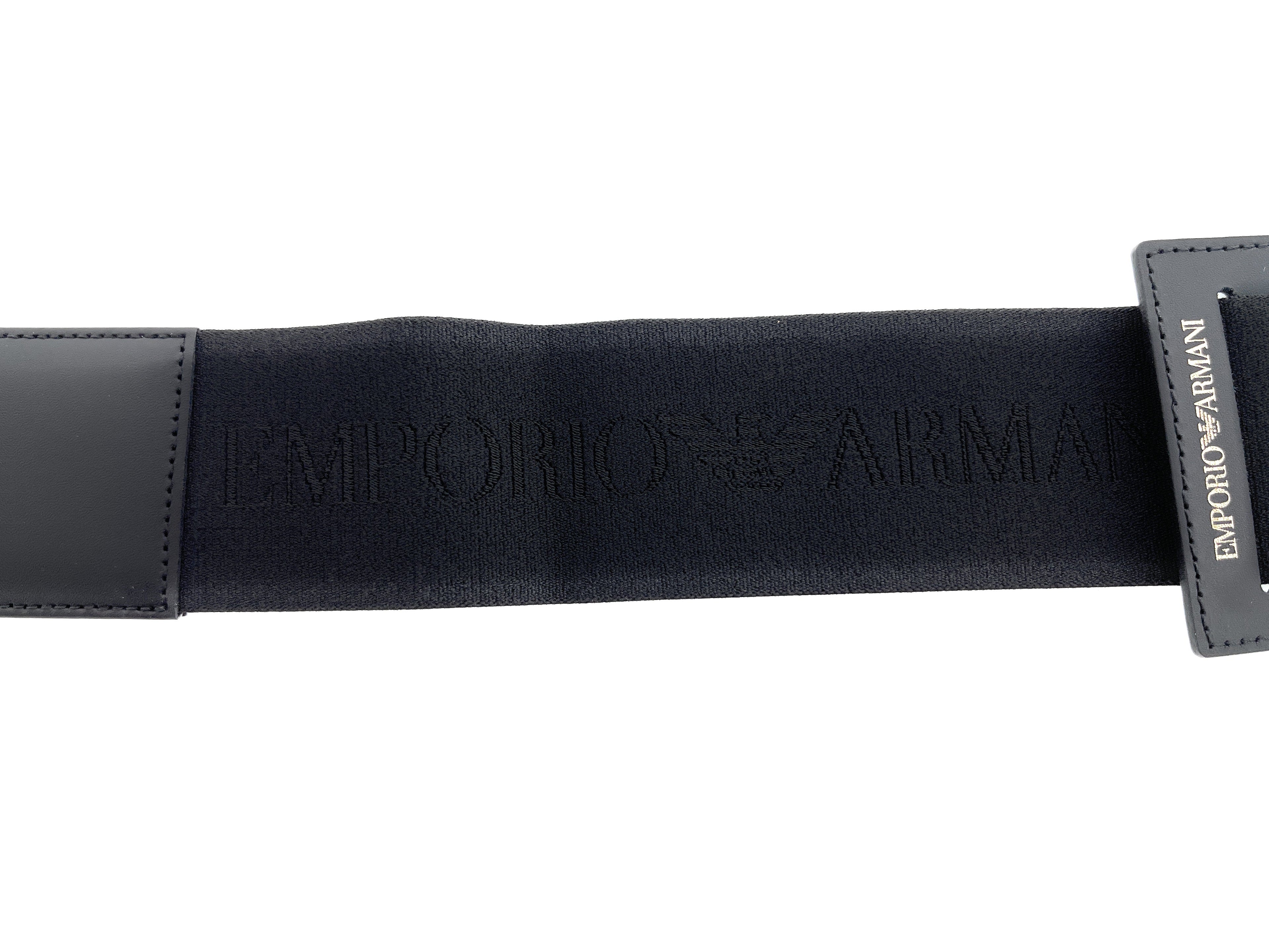 Emporio Armani Black Leather Notebook Belt