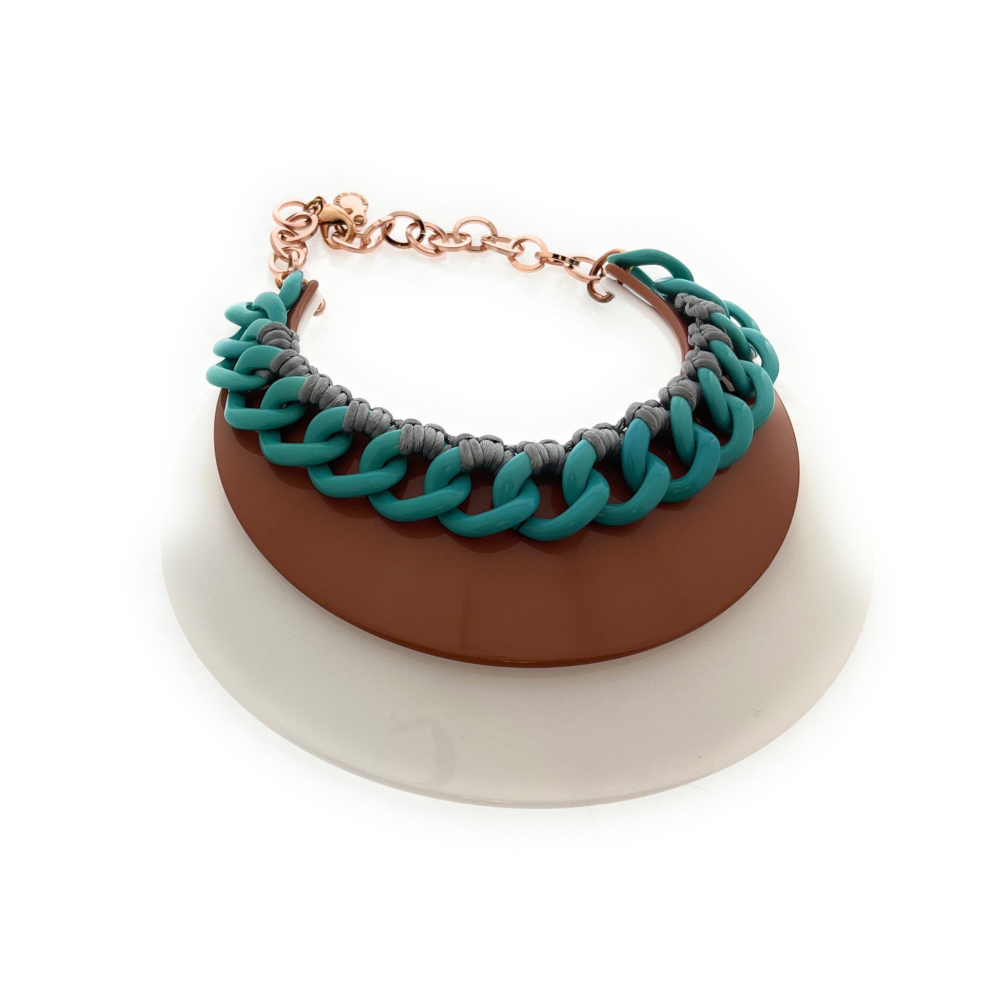 Emporio Armani Multicolor Statement Necklace with Resin Disc and Chain Detail