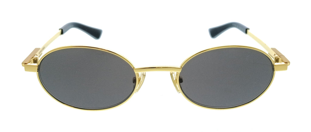 Bottega Veneta BV1470S-001 Gold Oval Slim Metal Unisex Sunglasses