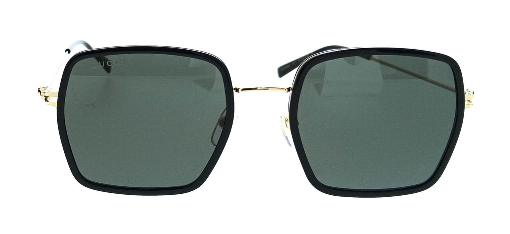 Gucci GG1848S-001 Gold Square Black Slim Metal Womens Sunglasses