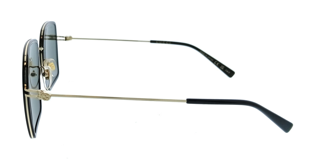 Gucci GG1848S-001 Gold Square Black Slim Metal Womens Sunglasses