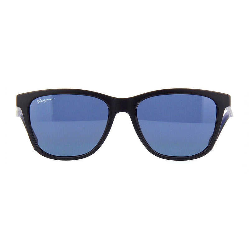 Salvatore Ferragamo Sunglasses Square Full Rim, Matte Black Frame and Blue Lens SF998S002