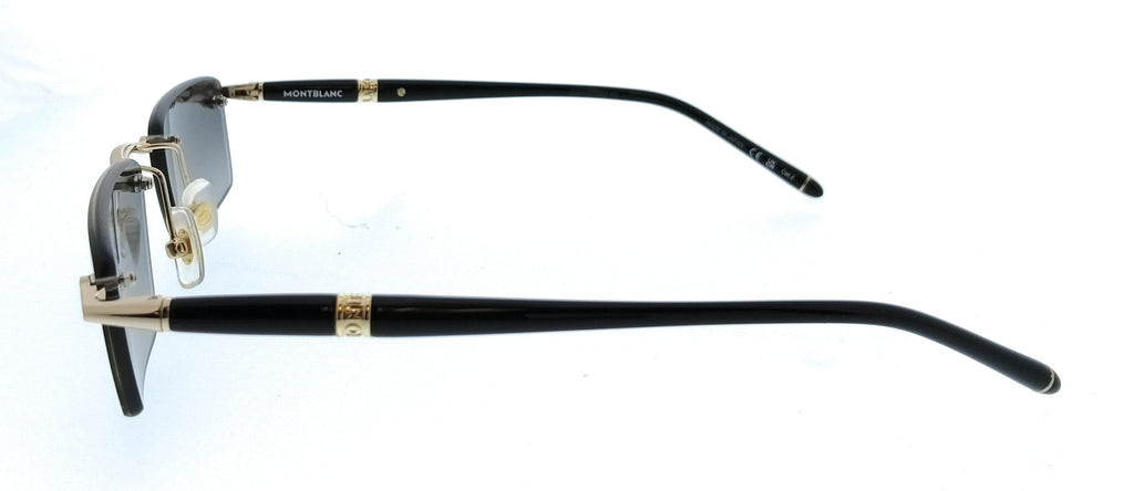 Montblanc MB0484S-001 Gold Grey Rimless Mens Sunglasses