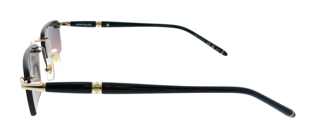 Montblanc MB0484S-003 Gold Black Rimless Mens Sunglasses