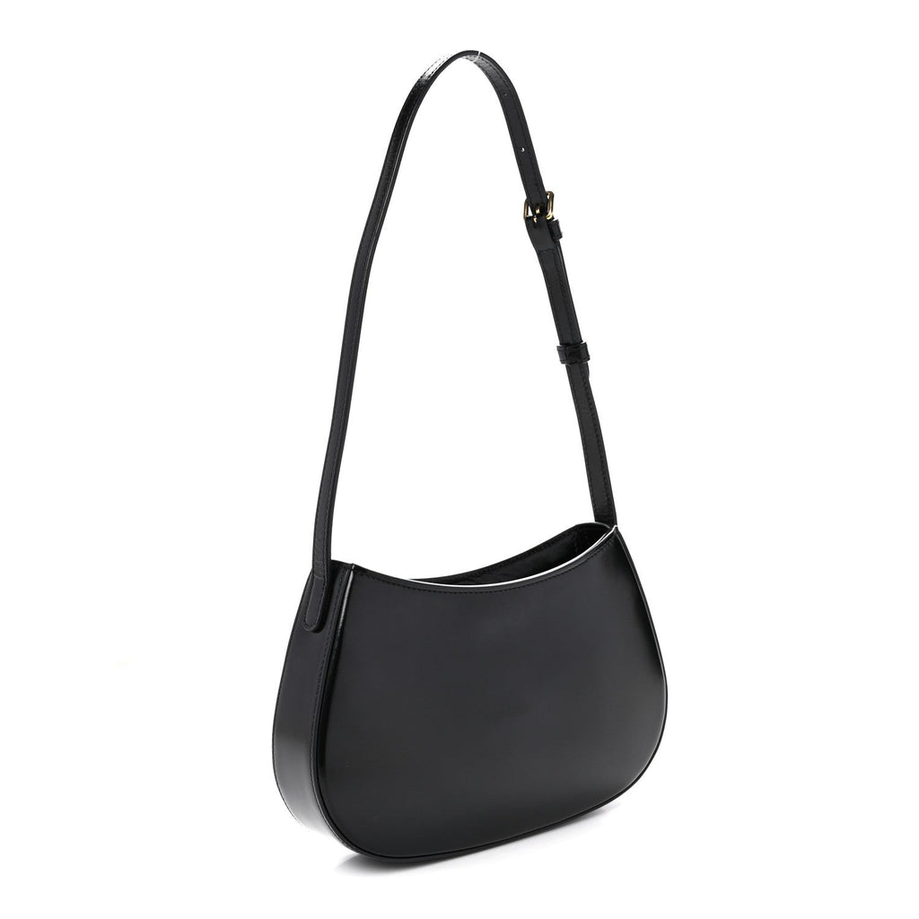 Shiny Calfskin Medium Tilly Triomphe Shoulder Bag Black