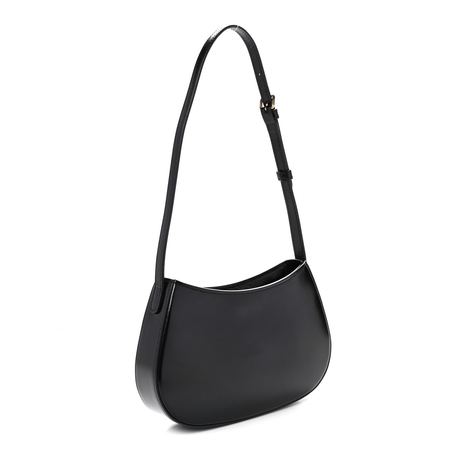 Shiny Calfskin Medium Tilly Triomphe Shoulder Bag Black
