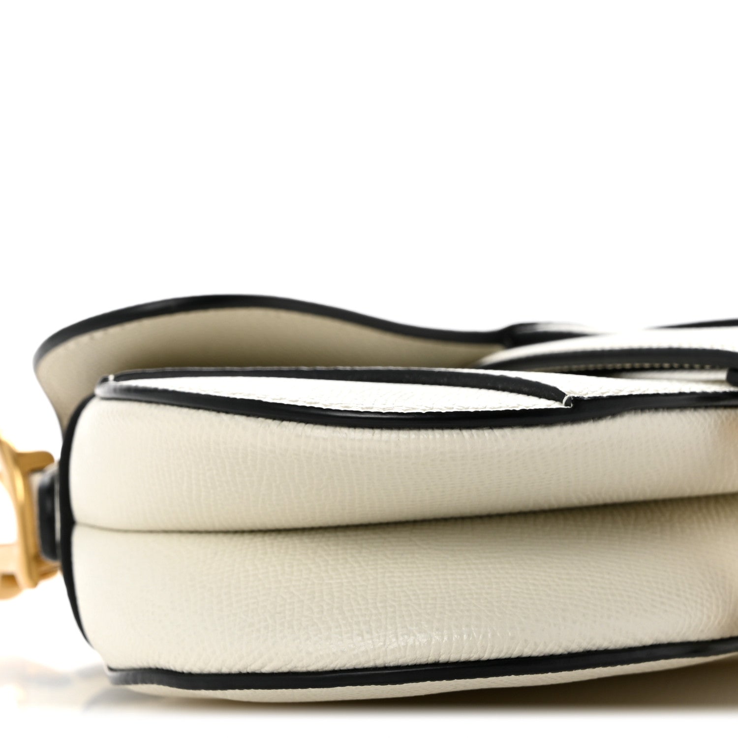 Grained Calfskin Mini Saddle Bag With Strap White