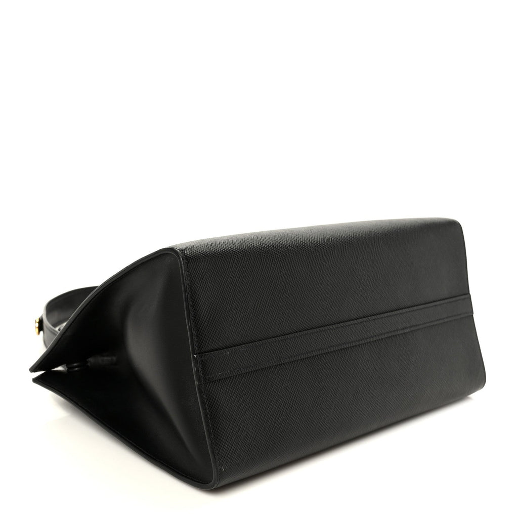 Saffiano Cuir Calfskin Medium Monochrome Top Handle Tote Black