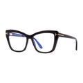 Tom Ford Eyeglasses Cat Eye Full Rim, Shiny Dark Brown Frame and Clear Blue Light Block Lens FT5826-B048