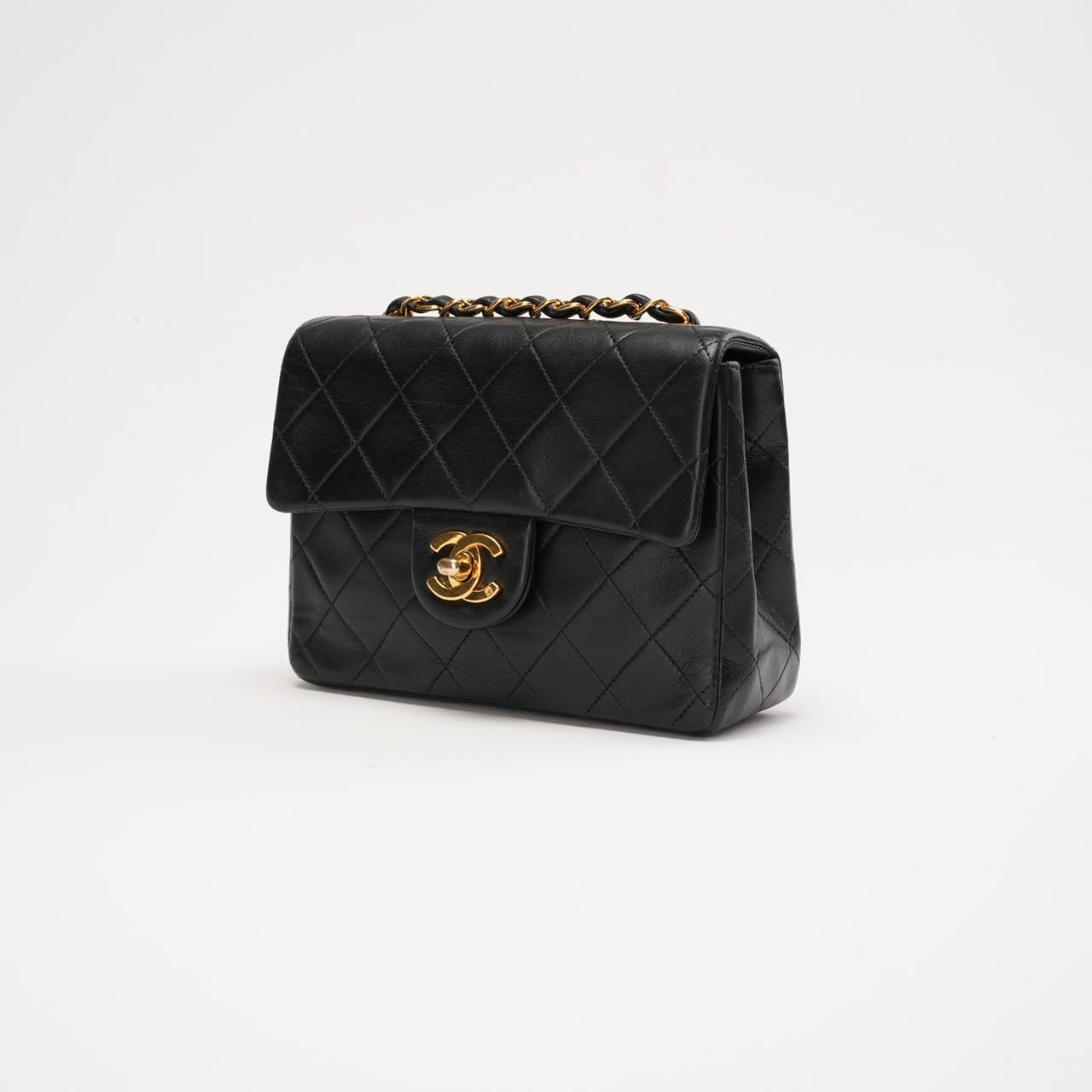 Chanel Vintage Mini Square Classic Flap Lamb Black 1996