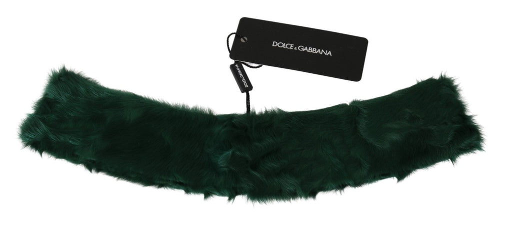 Dolce & Gabbana Green Fur Neck Collar Wrap Lambskin Women's Scarf