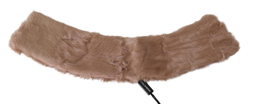 Dolce & Gabbana Beige Fur Neck Collar Lambskin Women's Scarf