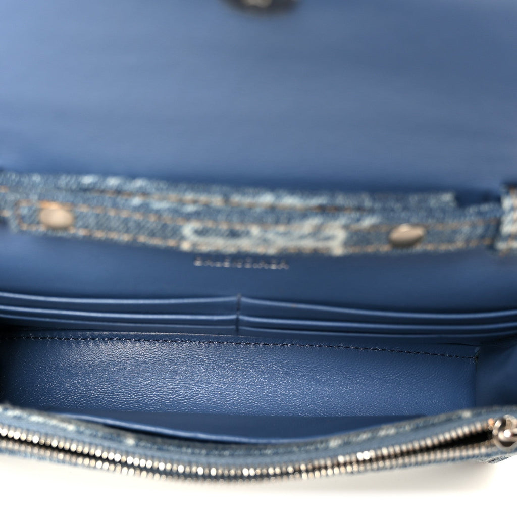 Denim BB Monogram Hourglass Chain Bag Blue