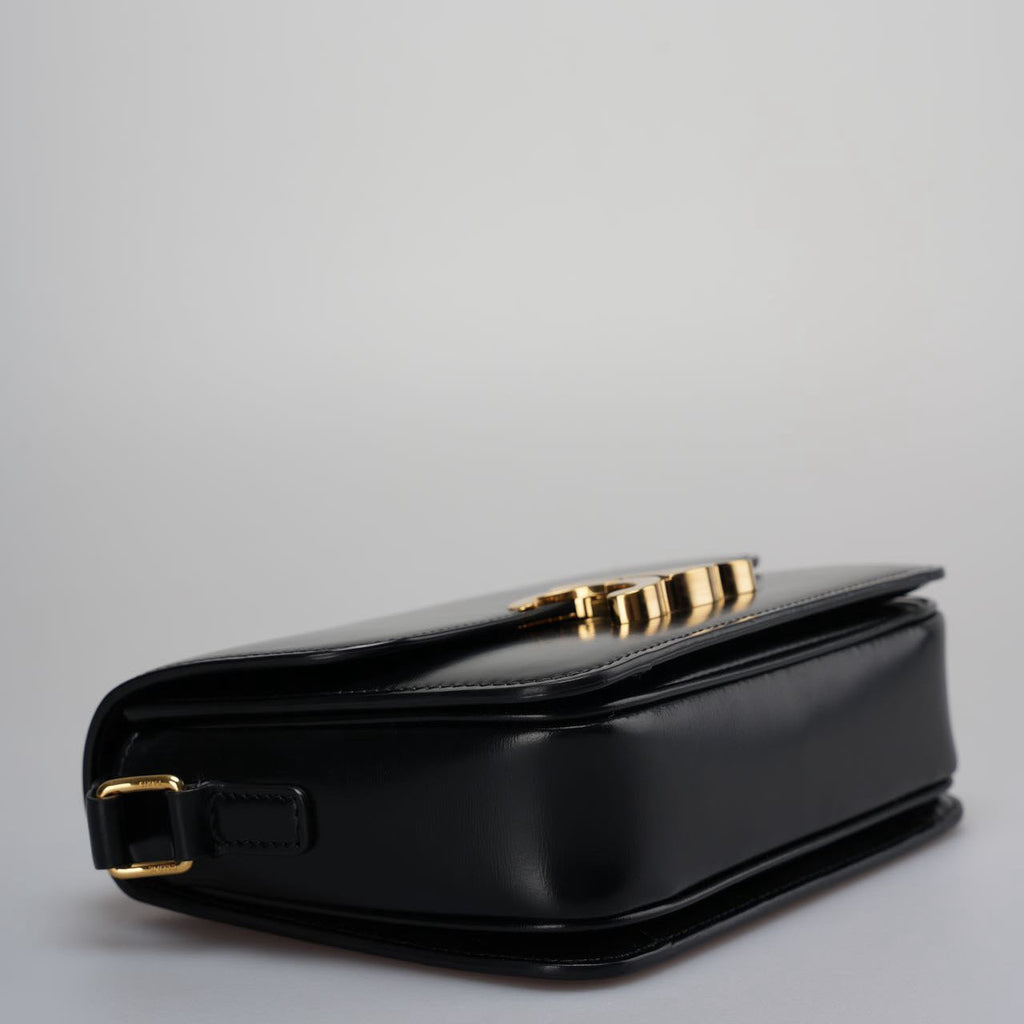 Celine Black Triomphe Crossbody Bag   2021 Small Calfskin