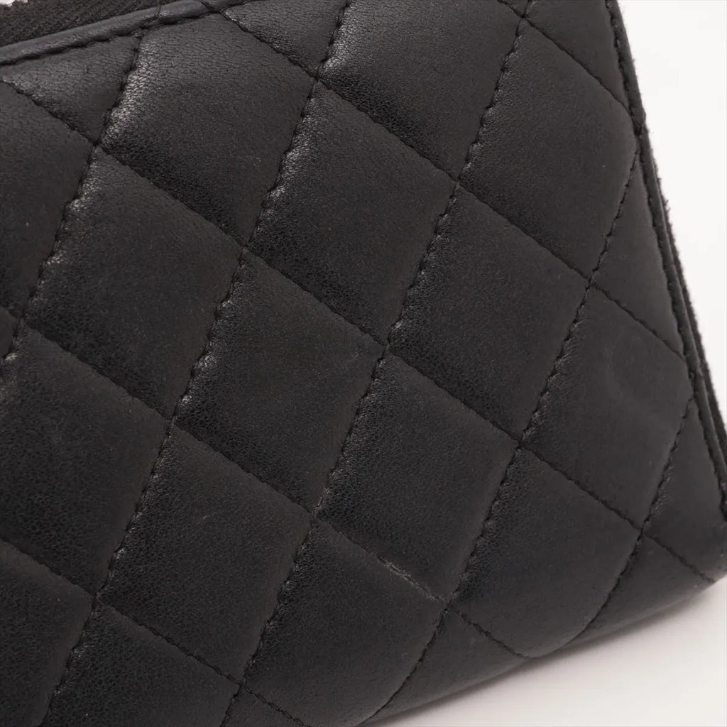 Chanel CC Logo Matelasse Lambskin Zippy Wallet Black