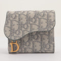 Gray Dior Oblique Jacquard Saddle Lotus Wallet