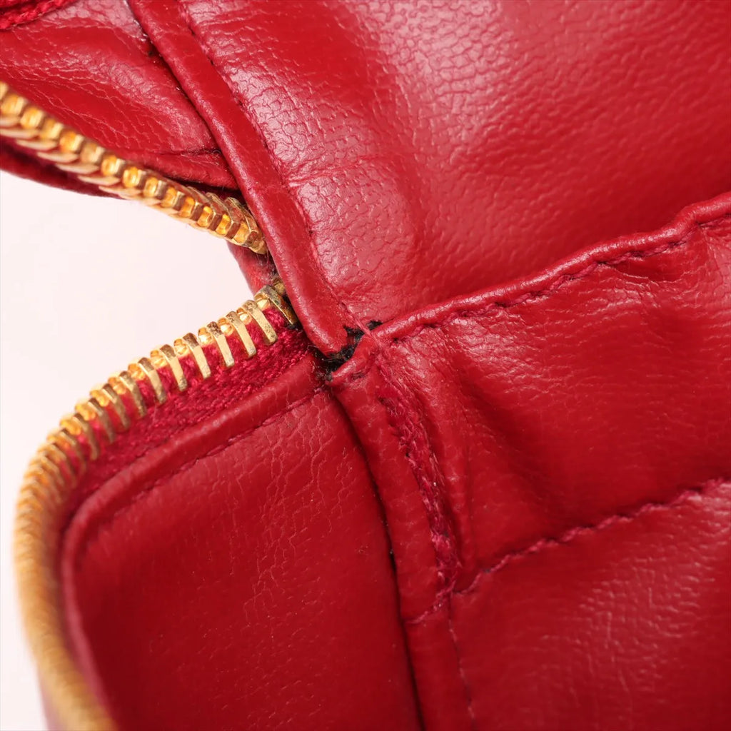 Chanel CC Logo Caviar Skin Vanity Bag Red