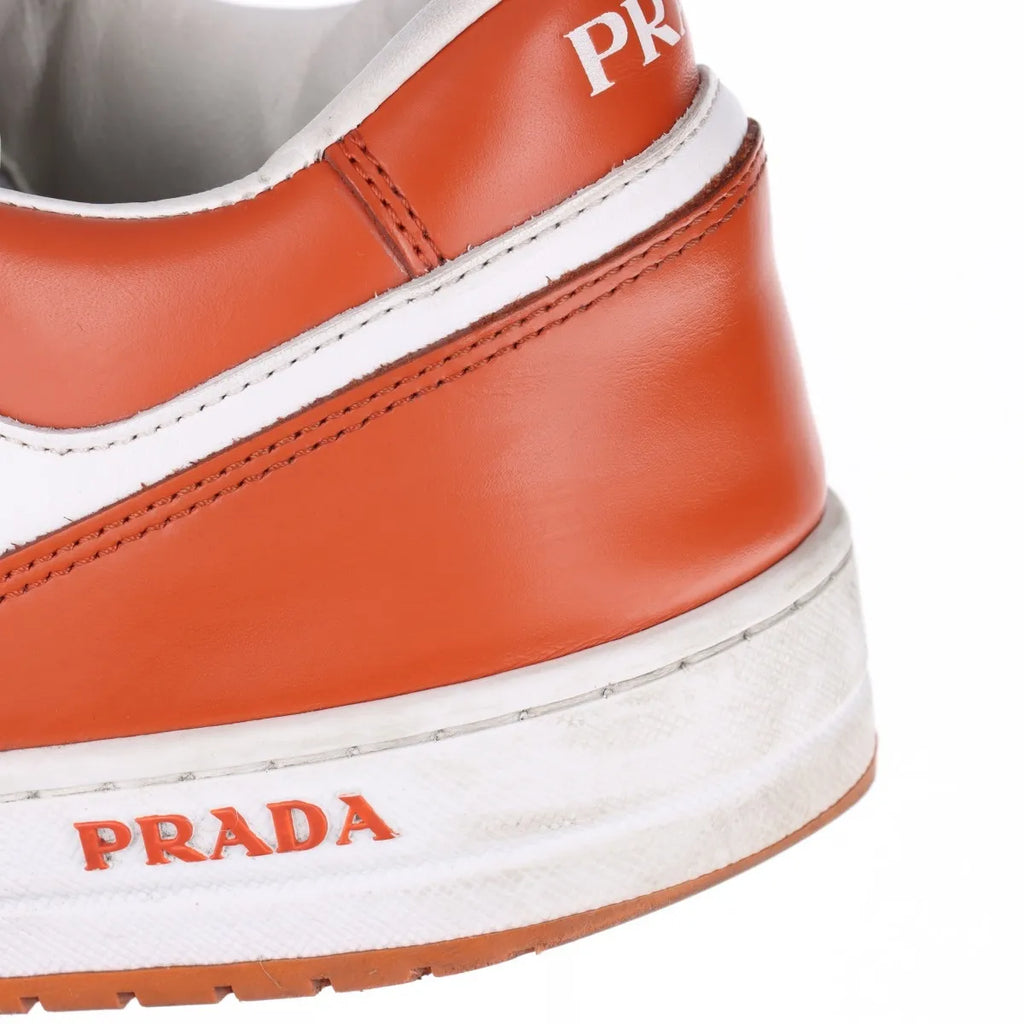 Prada Downtown Leather Sneaker Brown x White